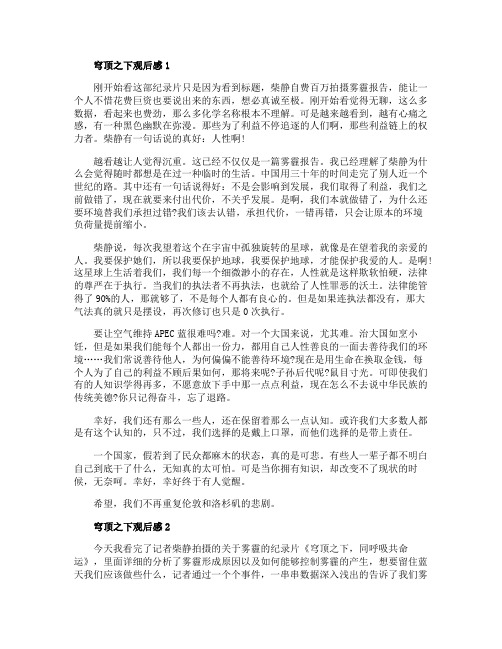 穹顶之下观后感初中生作文