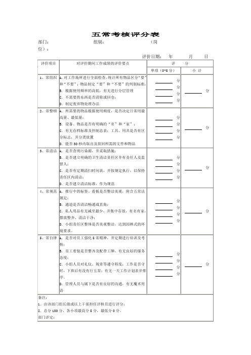 5S查核评分表
