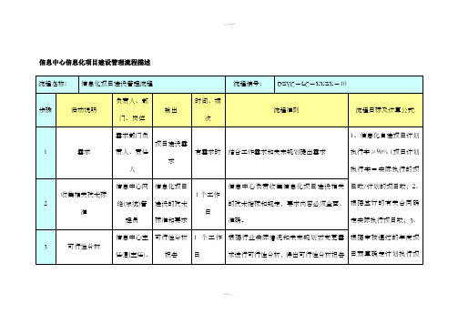 信息中心信息化项目建设管理流程描述