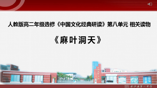 人教版选修《中国文化经典研读》第八单元《麻叶洞天》课件(14张PPT)