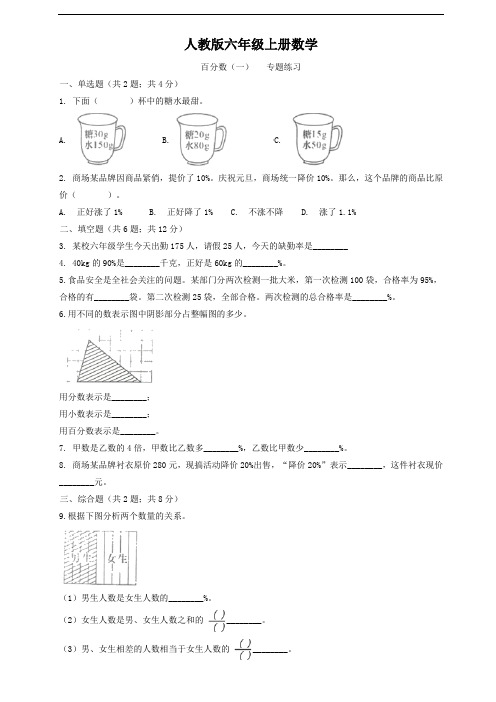 人教版六年级上册数学   百分数(一)   专题练习
