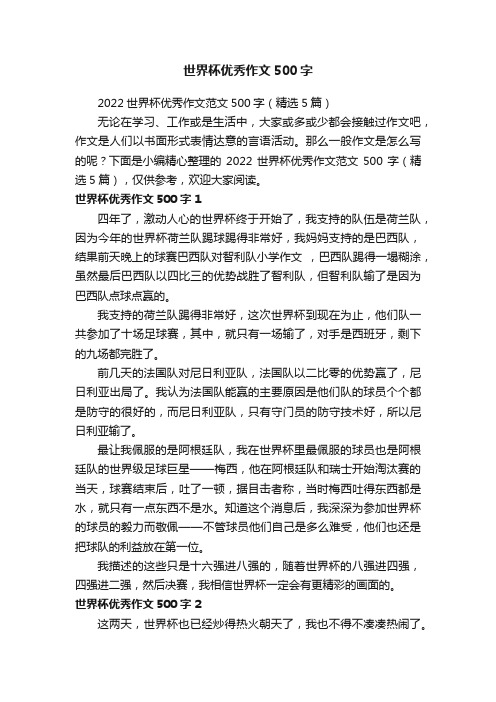 2022世界杯优秀作文范文500字（精选5篇）