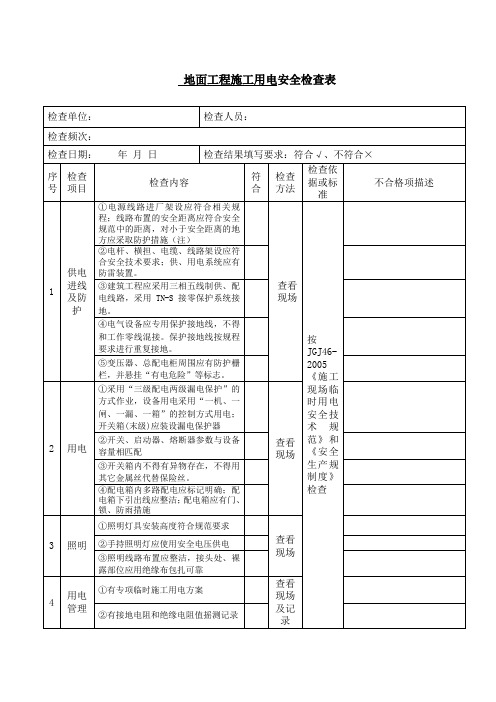 矿山施工用电、机械设备专项检查表