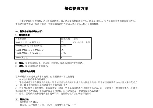 酒店促销餐饮营业额提成方案