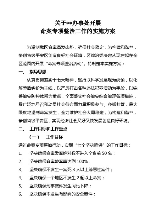 命案专项整治工作的实施方案