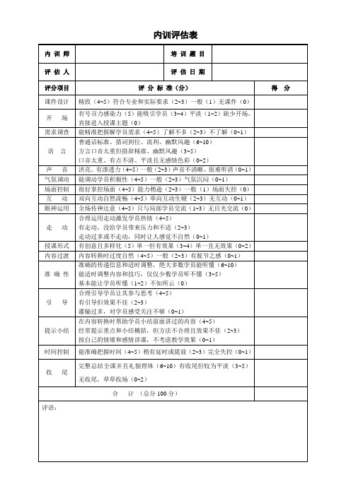 内训师评估表(初稿)