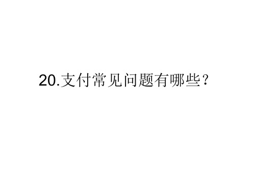 20.支付常见问题有哪些？