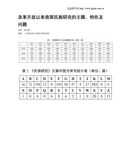 改革开放以来我国民族研究的主题、特色及问题
