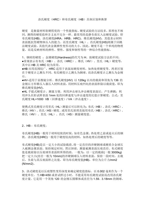 洛氏硬度和布氏硬度区别和换算