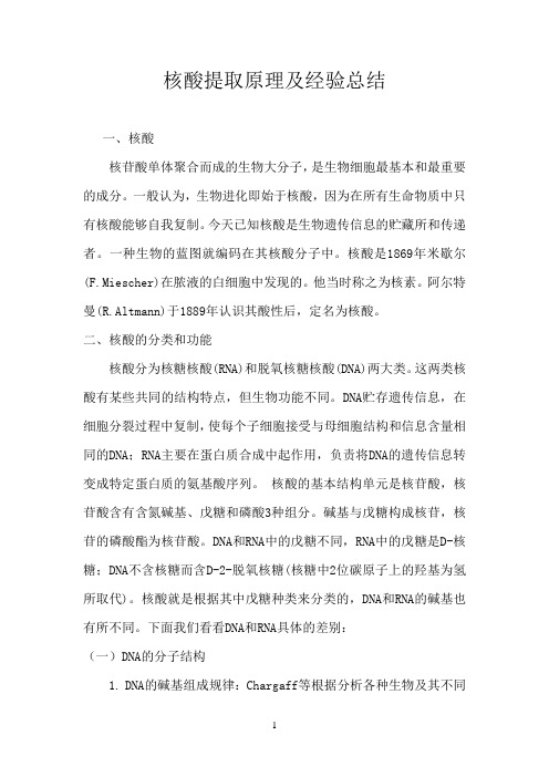 核酸抽提经验及原理总结