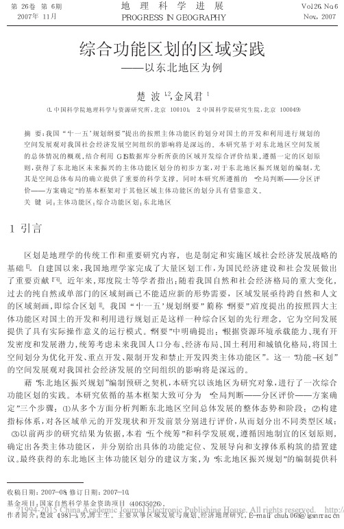 综合功能区划的区域实践_以东北地区为例_楚波