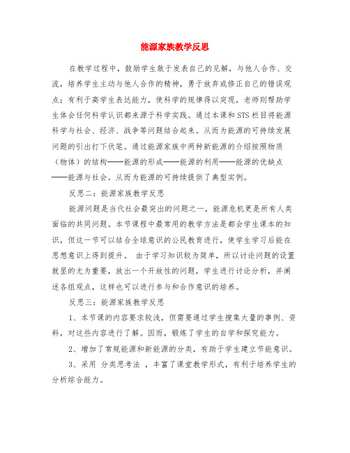 能源家族教学反思