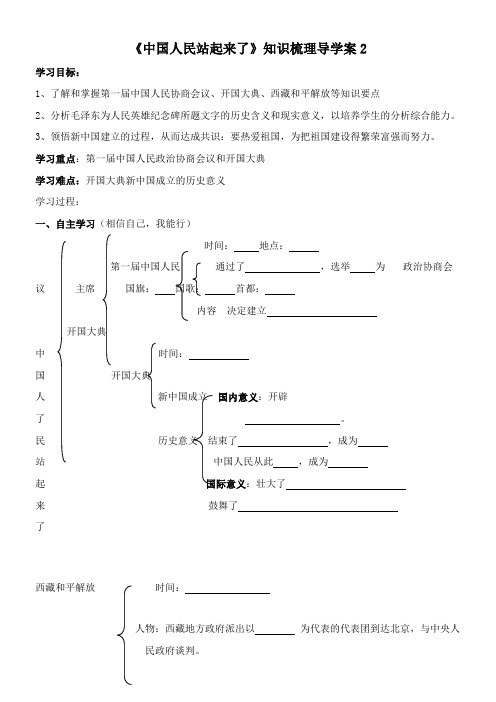 〖2021年整理〗《中国人民站起来了》知识梳理导学案2