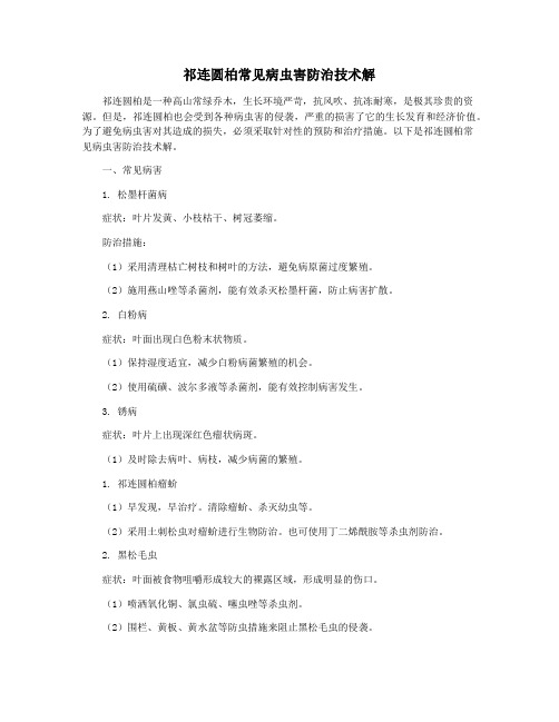 祁连圆柏常见病虫害防治技术解