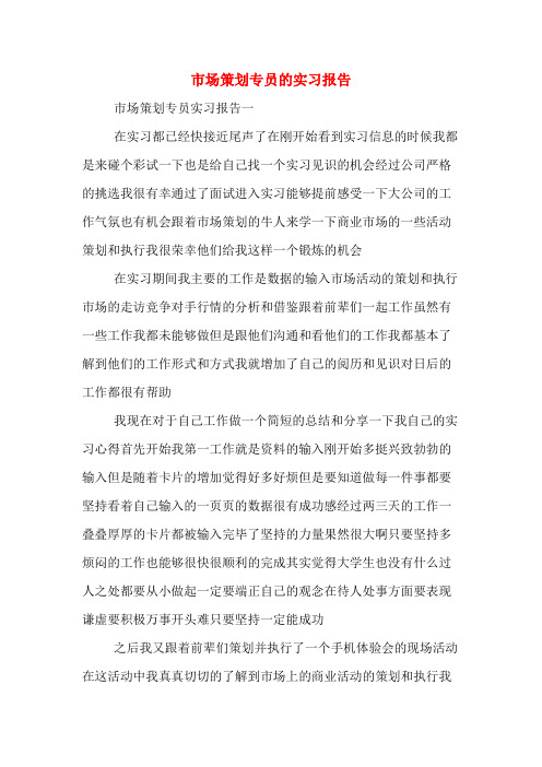 市场策划专员的实习报告
