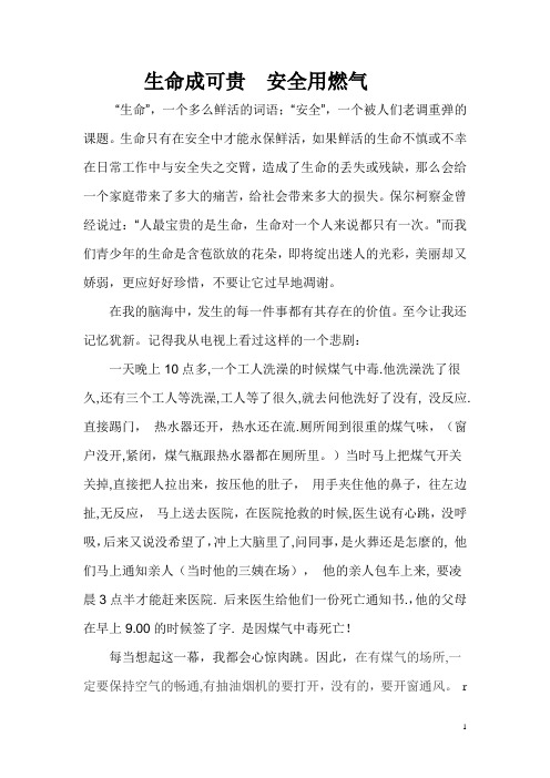 生命成可贵  安全用燃气  (征文)