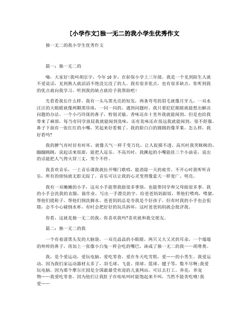 [小学作文]独一无二的我小学生优秀作文