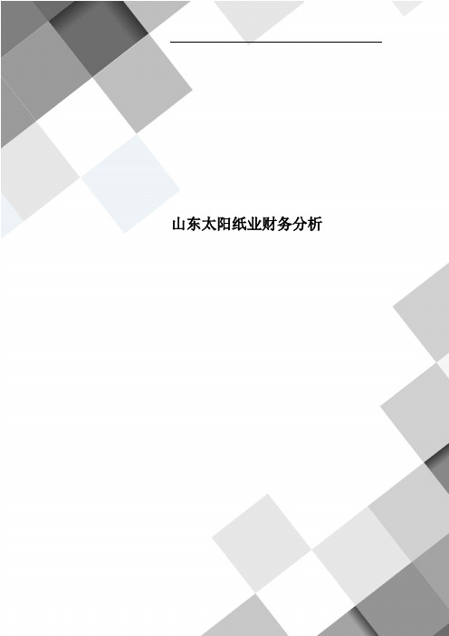 山东太阳纸业财务分析