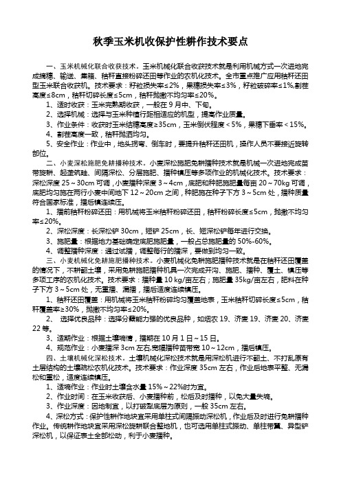 2011年玉米机收保护性耕作技术要点