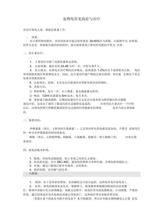 宠物龟常见病症与治疗