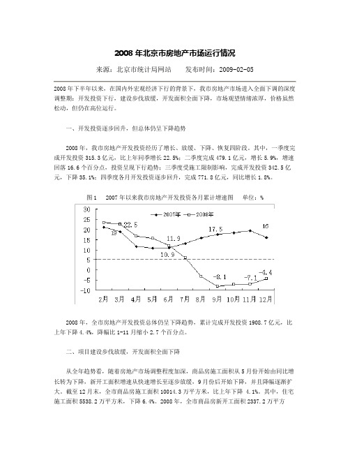 2008年北京市房地产市场运行情况