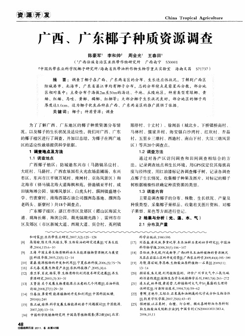 广西、广东椰子种质资源调查