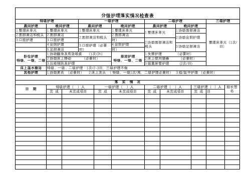 分级护理落实情况检查表