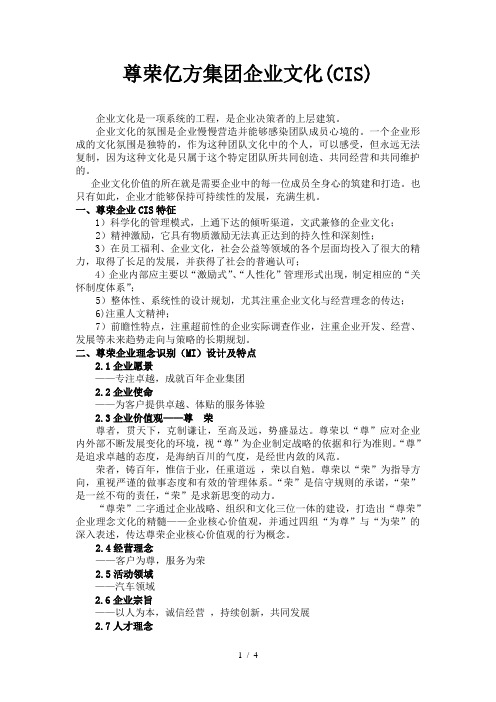 尊荣亿方集团企业文化(CIS)规划方案