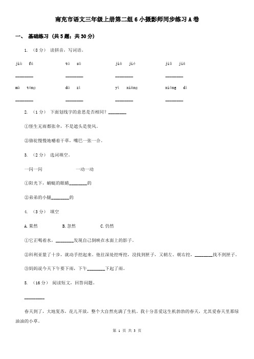 南充市语文三年级上册第二组6小摄影师同步练习A卷