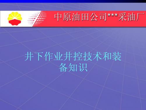 下作业井控技术和装备知识一