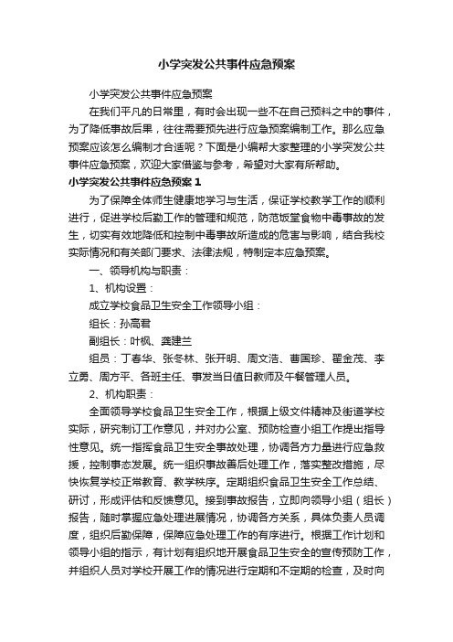 小学突发公共事件应急预案