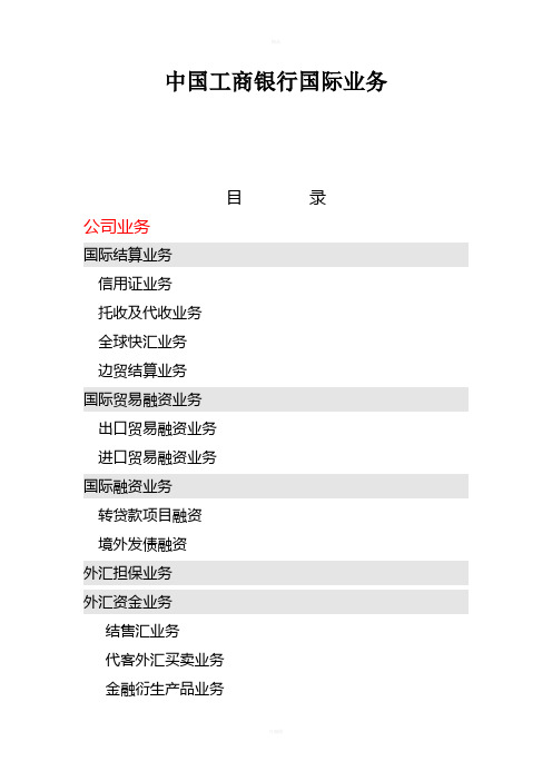 中国工商银行国际业务