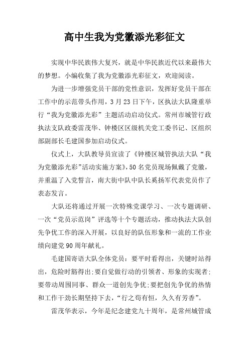 高中生我为党徽添光彩征文