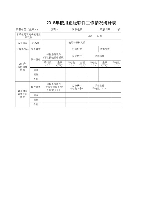 使用正版软件工作情况统计表