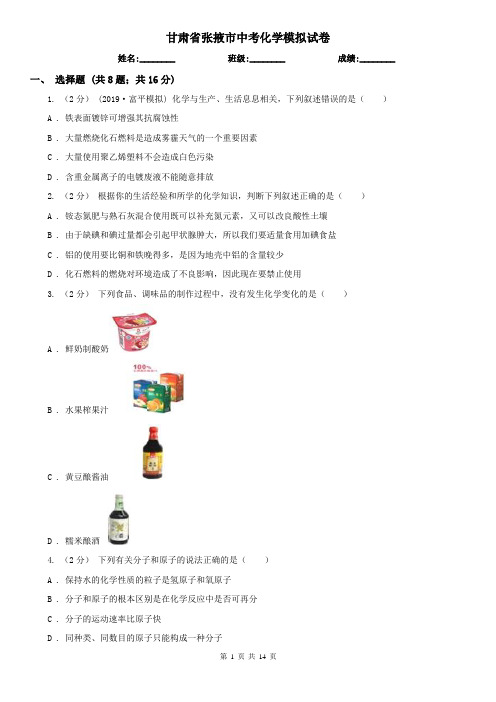 甘肃省张掖市中考化学模拟试卷