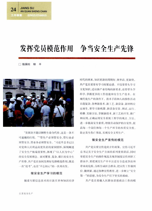 发挥党员模范作用 争当安全生产先锋