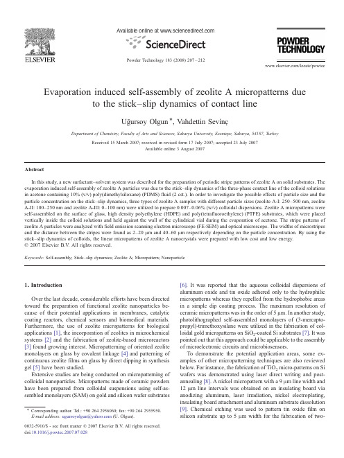 Evaporation induced self-assembly of zeolite A micropatterns due