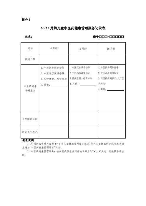 0-3岁儿童中医药健康管理服务记录表