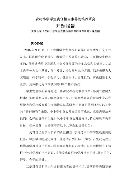 开题报告.农村小学学生责任担当素养的培养研究