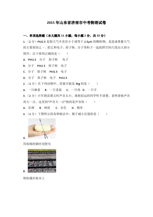 2015年山东省济南市中考物理试卷(解析版)