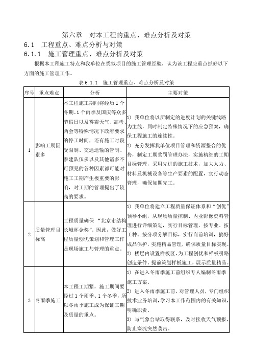 对本工程重点、难点分析及对策