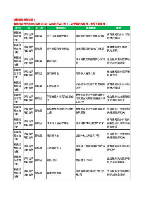 2020新版新疆维吾尔自治区伊犁哈萨克自治州霍城县休闲娱乐工商企业公司商家名录名单黄页联系方式大全102家
