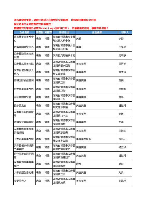 2020新版湖南省常德美容美发工商企业公司名录名单黄页联系方式大全112家