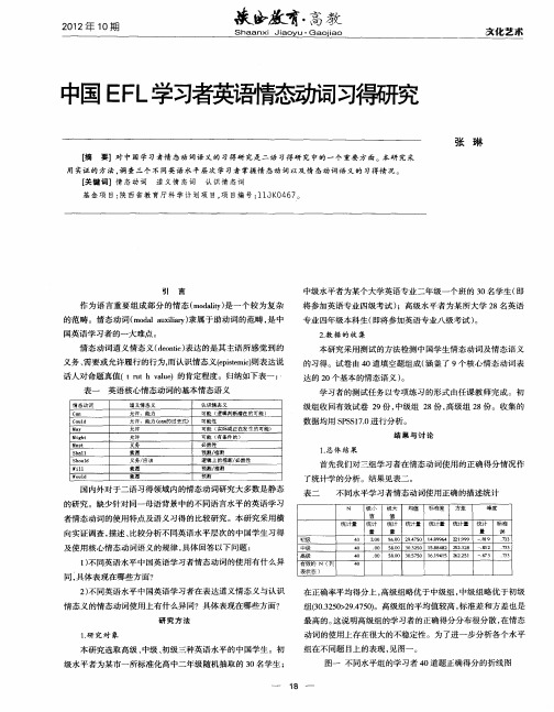 中国EFL学习者英语情态动词习得研究