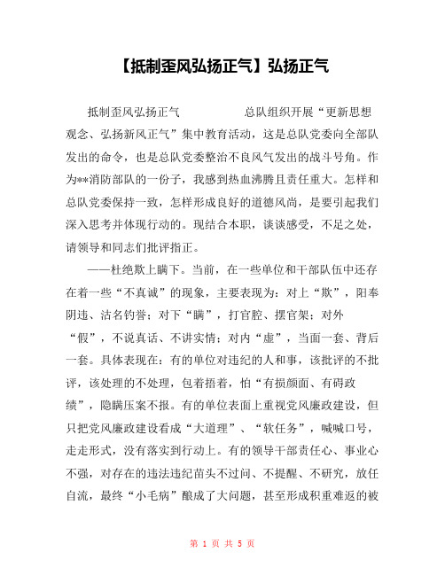 【抵制歪风弘扬正气】弘扬正气