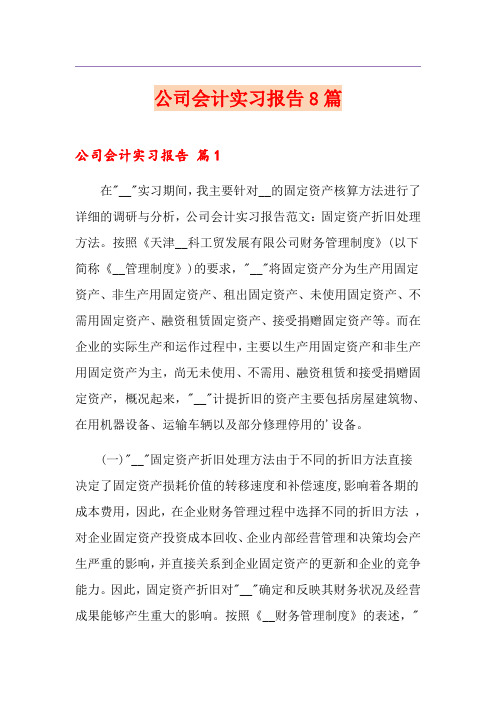 公司会计实习报告8篇