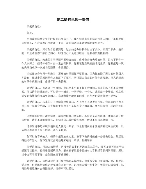 高二给自己的一封信