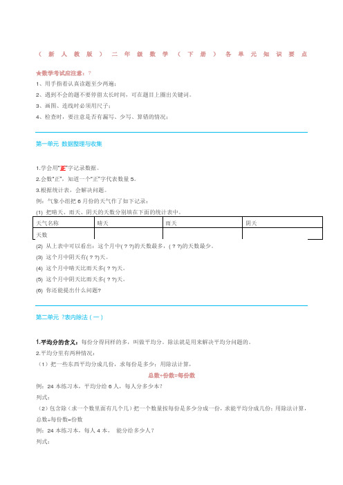 人教二级数学下册)各单元知识要点
