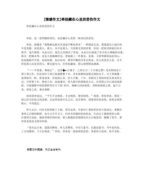 [情感作文]牵挂藏在心里的悲伤作文