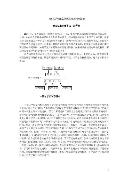布卢姆掌握学习理论